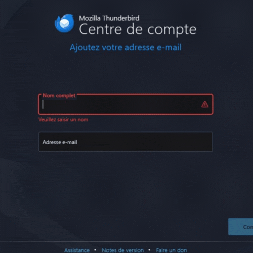 Animation configuration email Thunderbird